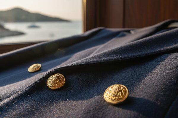 Granatowa marynarka ze złotymi guzikami – kompletny przewodnik po stylizacjach i zakupie